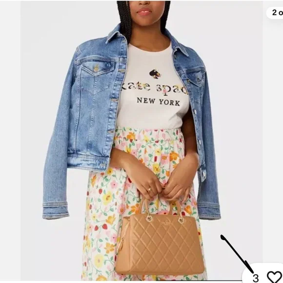 Kate Spade Camel Quilted Satchel and matching wallet - Picture 3 of 5